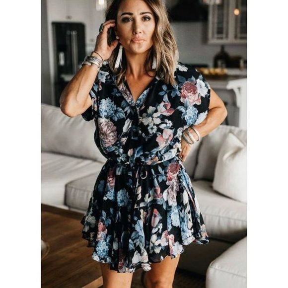 🆕✨AAKAA✨FLORAL SHEER MINI DRESS - Picture 6 of 7